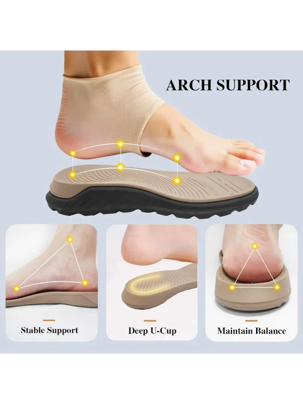 Men's Brown Hiking Sandals With Arch Support Casual Rubber Athletic Shoes